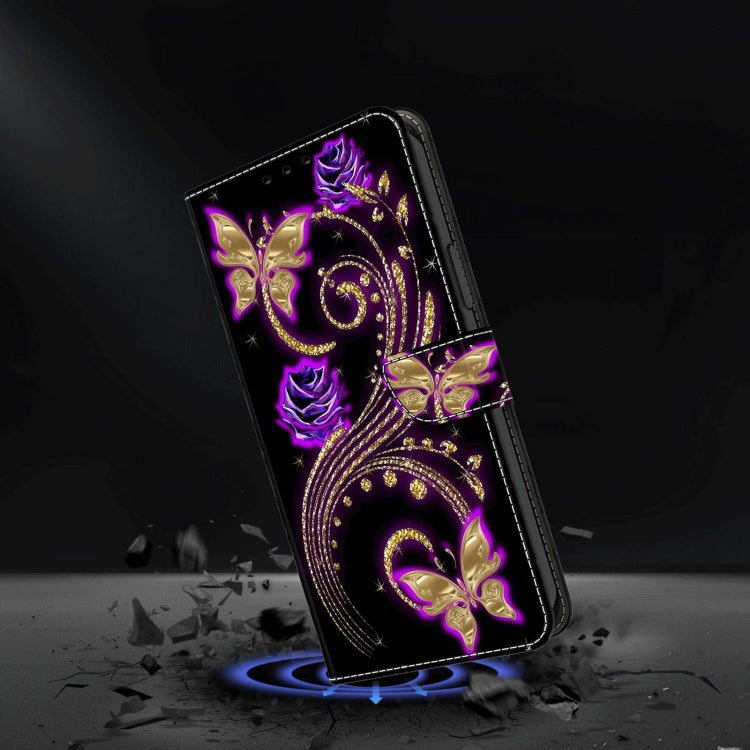 For Xiaomi 13 Pro Crystal 3D Shockproof Protective Leather Phone Case(Purple Flower Butterfly) - 13 Pro Cases by PMC Jewellery | Online Shopping South Africa | PMC Jewellery