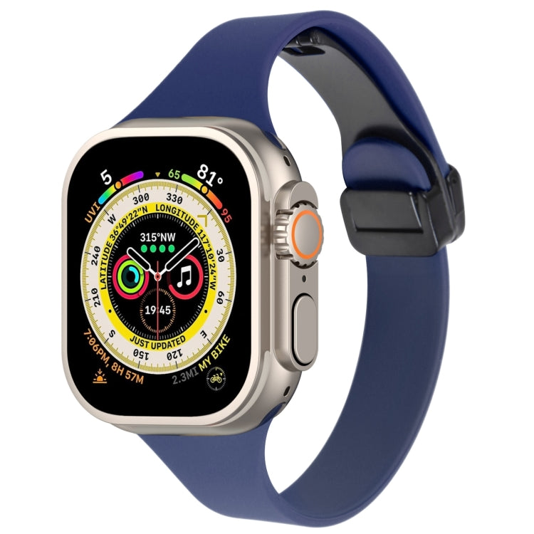 For Apple Watch Ultra 49mm Magnetic Buckle Slim Silicone Watch Band(Midnight Blue) - Watch Bands by PMC Jewellery | Online Shopping South Africa | PMC Jewellery