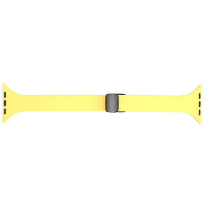 For Apple Watch Ultra 49mm Magnetic Buckle Slim Silicone Watch Band(Light Yellow) - Watch Bands by PMC Jewellery | Online Shopping South Africa | PMC Jewellery