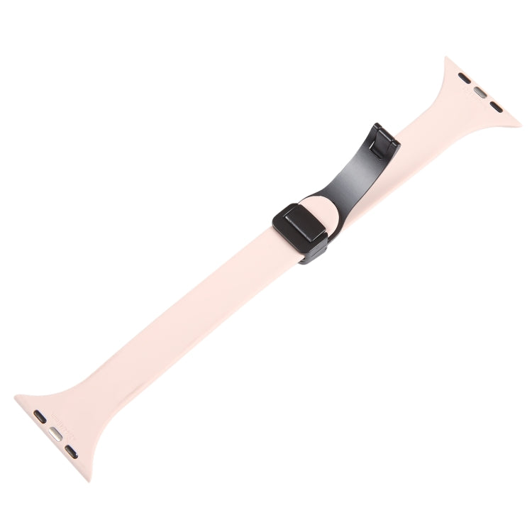 For Apple Watch Ultra 49mm Magnetic Buckle Slim Silicone Watch Band(Pink) - Watch Bands by PMC Jewellery | Online Shopping South Africa | PMC Jewellery