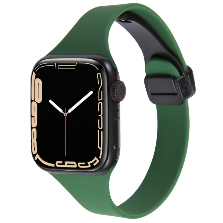 For Apple Watch 8 41mm Magnetic Buckle Slim Silicone Watch Band(Alfalfa Grass) - Watch Bands by PMC Jewellery | Online Shopping South Africa | PMC Jewellery