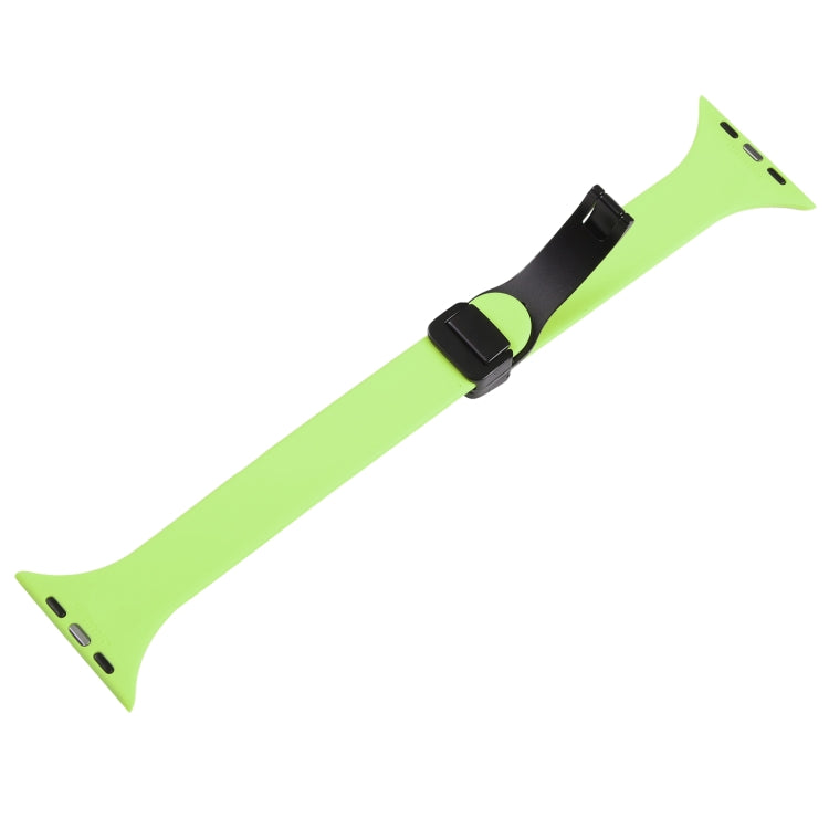 For Apple Watch 8 45mm  Magnetic Buckle Slim Silicone Watch Band(Green) - Watch Bands by PMC Jewellery | Online Shopping South Africa | PMC Jewellery