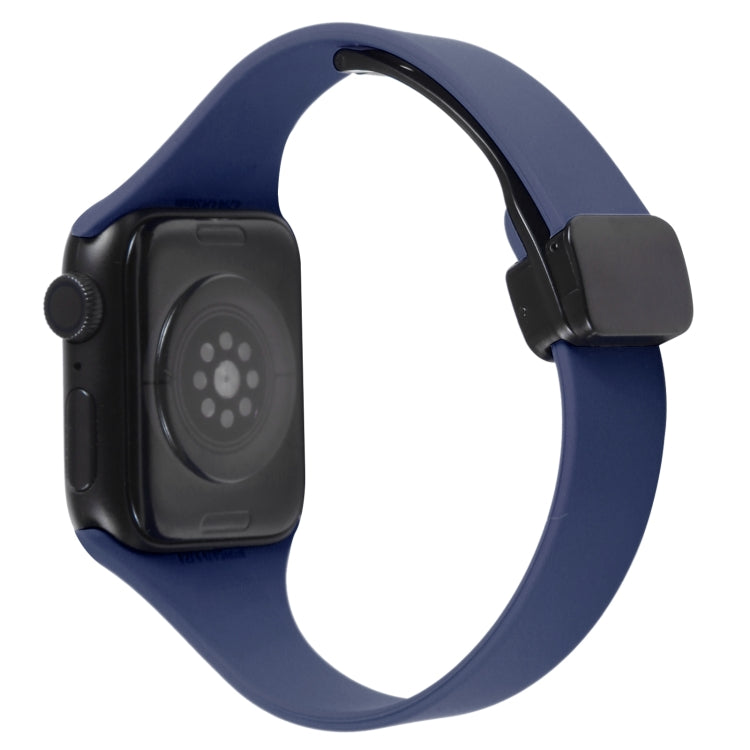 For Apple Watch SE 2022 40mm Magnetic Buckle Slim Silicone Watch Band(Midnight Blue) - Watch Bands by PMC Jewellery | Online Shopping South Africa | PMC Jewellery