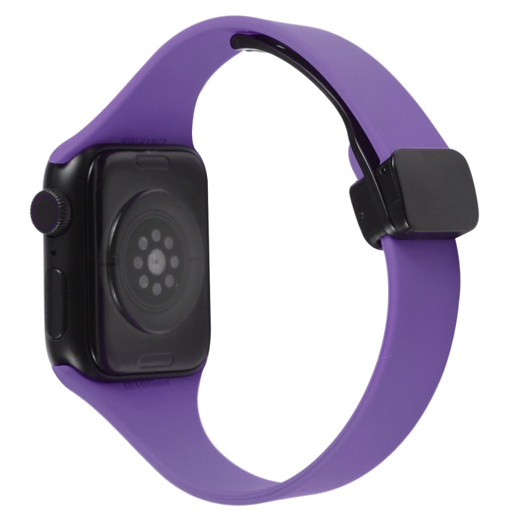 For Apple Watch SE 2022 40mm Magnetic Buckle Slim Silicone Watch Band(Dark Purple) - Watch Bands by PMC Jewellery | Online Shopping South Africa | PMC Jewellery