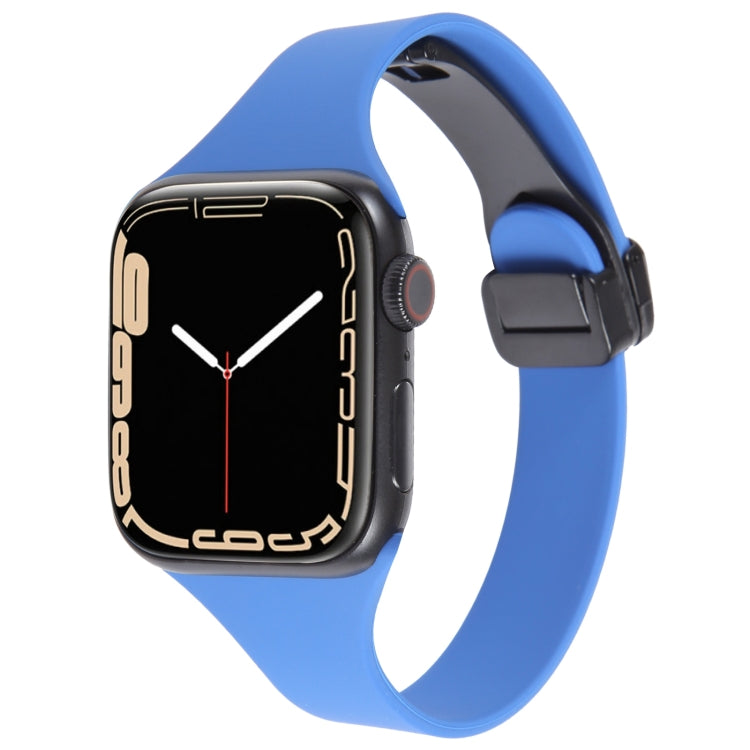 For Apple Watch SE 2022 44mm Magnetic Buckle Slim Silicone Watch Band(Royal Blue) - Watch Bands by PMC Jewellery | Online Shopping South Africa | PMC Jewellery