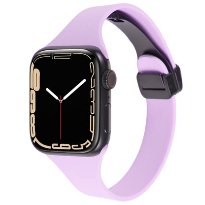 For Apple Watch SE 2022 44mm Magnetic Buckle Slim Silicone Watch Band(Lavender) - Watch Bands by PMC Jewellery | Online Shopping South Africa | PMC Jewellery