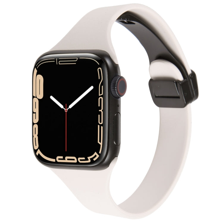 For Apple Watch 7 41mm Magnetic Buckle Slim Silicone Watch Band(Starlight) - Watch Bands by PMC Jewellery | Online Shopping South Africa | PMC Jewellery