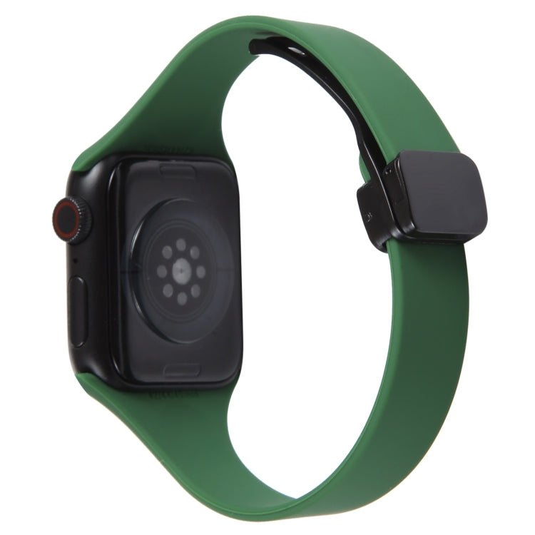 For Apple Watch 7 41mm Magnetic Buckle Slim Silicone Watch Band(Alfalfa Grass) - Watch Bands by PMC Jewellery | Online Shopping South Africa | PMC Jewellery