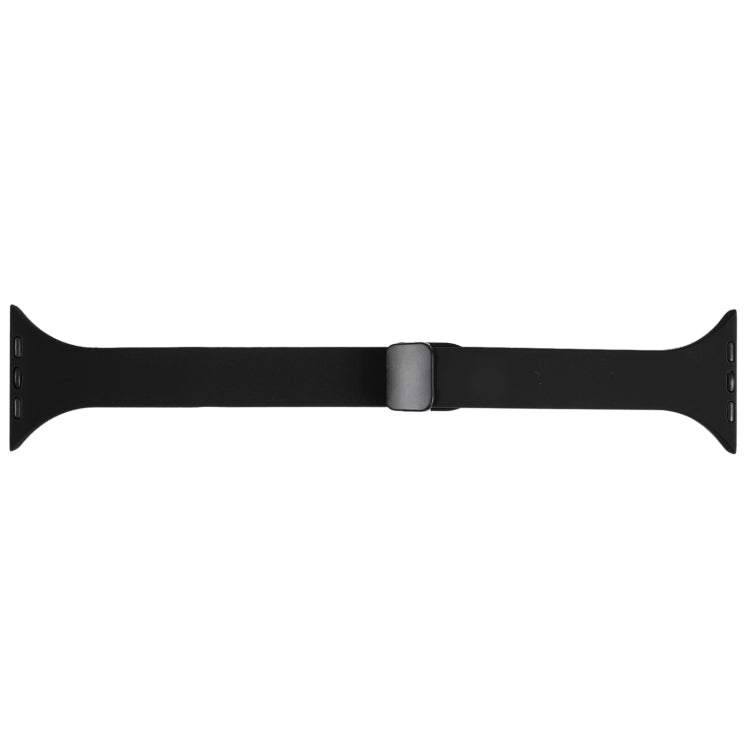 For Apple Watch 7 45mm Magnetic Buckle Slim Silicone Watch Band(Black) - Watch Bands by PMC Jewellery | Online Shopping South Africa | PMC Jewellery