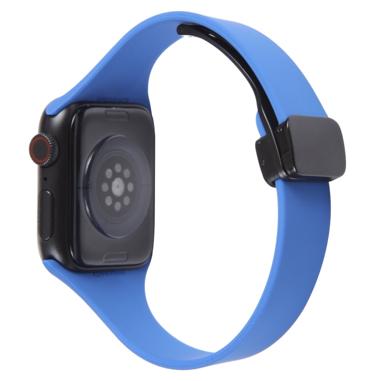 For Apple Watch 7 45mm Magnetic Buckle Slim Silicone Watch Band(Royal Blue) - Watch Bands by PMC Jewellery | Online Shopping South Africa | PMC Jewellery