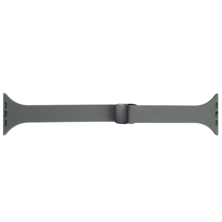 For Apple Watch 7 45mm Magnetic Buckle Slim Silicone Watch Band(Army Green) - Watch Bands by PMC Jewellery | Online Shopping South Africa | PMC Jewellery