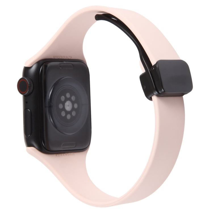 For Apple Watch SE 40mm Magnetic Buckle Slim Silicone Watch Band(Pink) - Watch Bands by PMC Jewellery | Online Shopping South Africa | PMC Jewellery