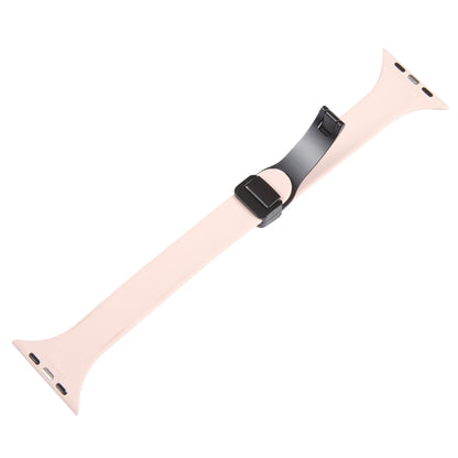 For Apple Watch SE 44mm Magnetic Buckle Slim Silicone Watch Band(Pink) - Watch Bands by PMC Jewellery | Online Shopping South Africa | PMC Jewellery