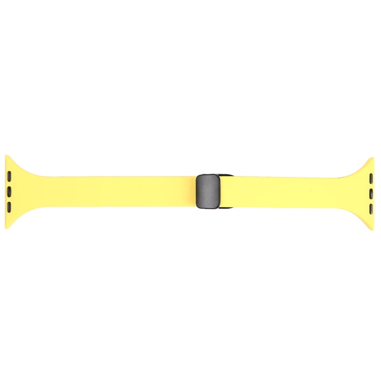 For Apple Watch 6 40mm Magnetic Buckle Slim Silicone Watch Band(Light Yellow) - Watch Bands by PMC Jewellery | Online Shopping South Africa | PMC Jewellery