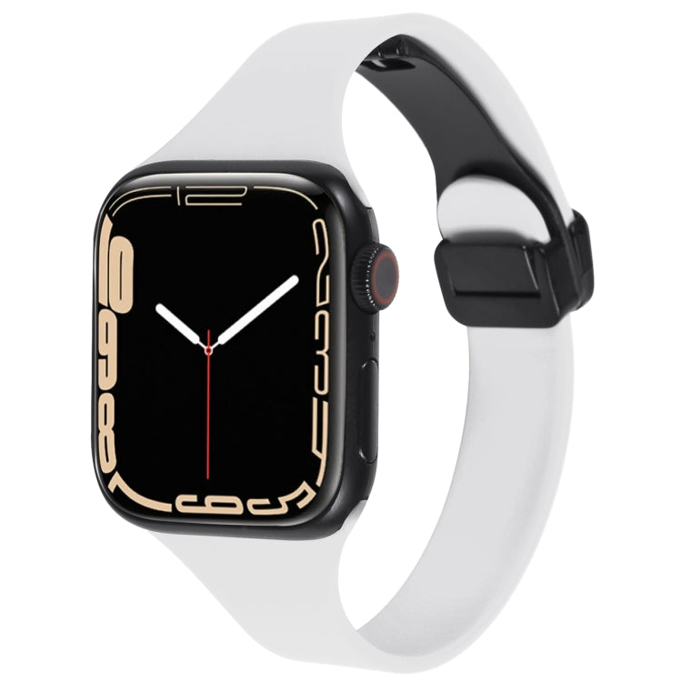 For Apple Watch 6 40mm Magnetic Buckle Slim Silicone Watch Band(White) - Watch Bands by PMC Jewellery | Online Shopping South Africa | PMC Jewellery