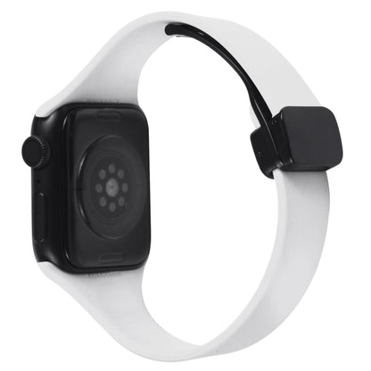 For Apple Watch 6 40mm Magnetic Buckle Slim Silicone Watch Band(White) - Watch Bands by PMC Jewellery | Online Shopping South Africa | PMC Jewellery