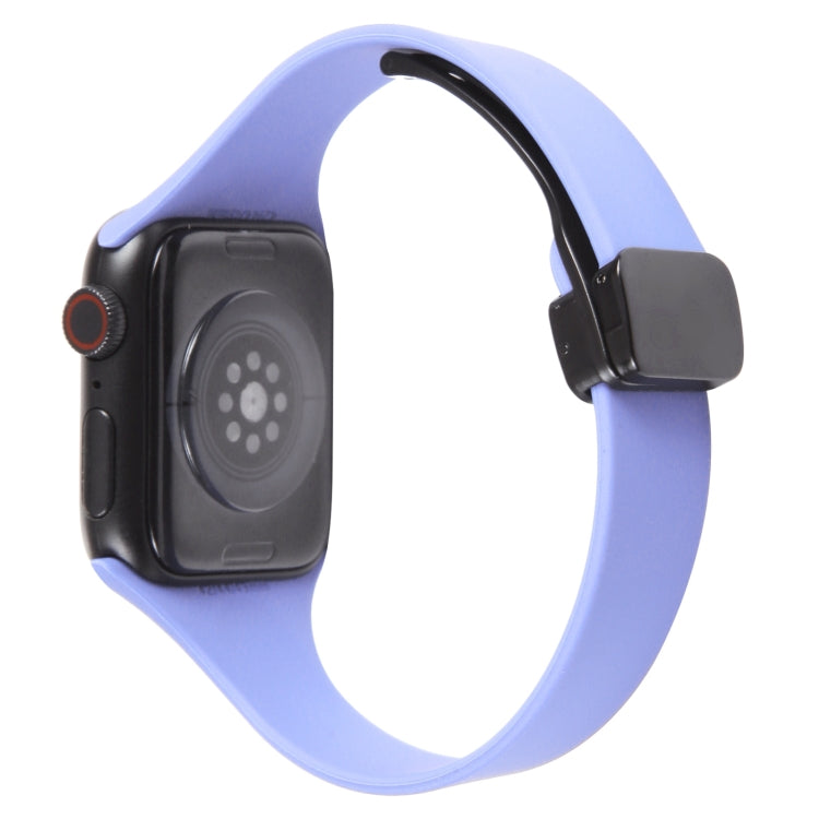 For Apple Watch 6 44mm Magnetic Buckle Slim Silicone Watch Band(Light Purple) - Watch Bands by PMC Jewellery | Online Shopping South Africa | PMC Jewellery