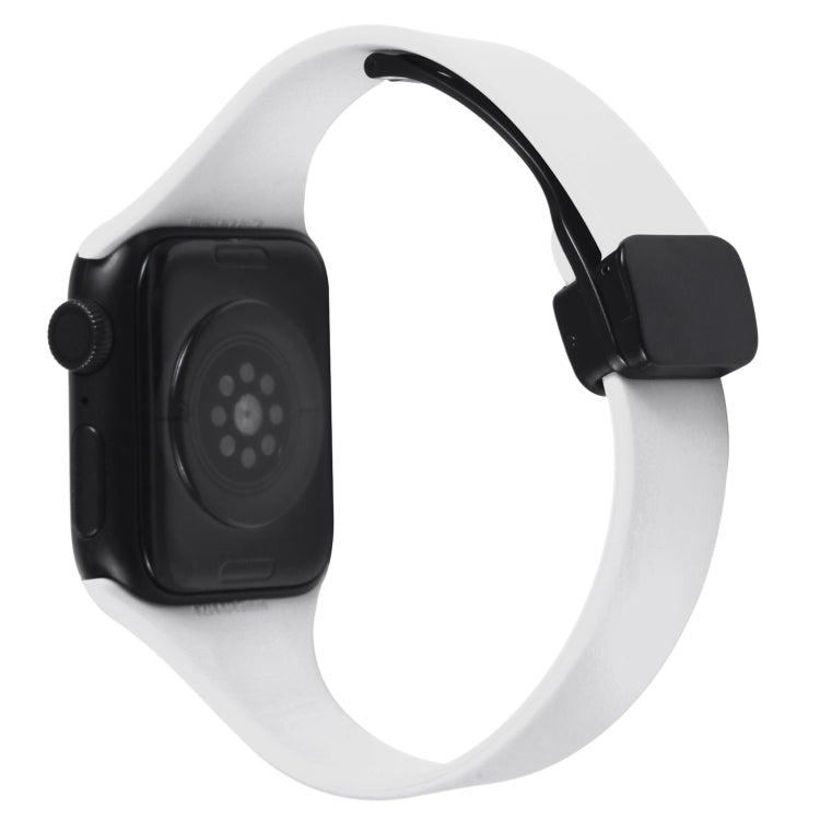 For Apple Watch 5 44mm Magnetic Buckle Slim Silicone Watch Band(White) - Watch Bands by PMC Jewellery | Online Shopping South Africa | PMC Jewellery