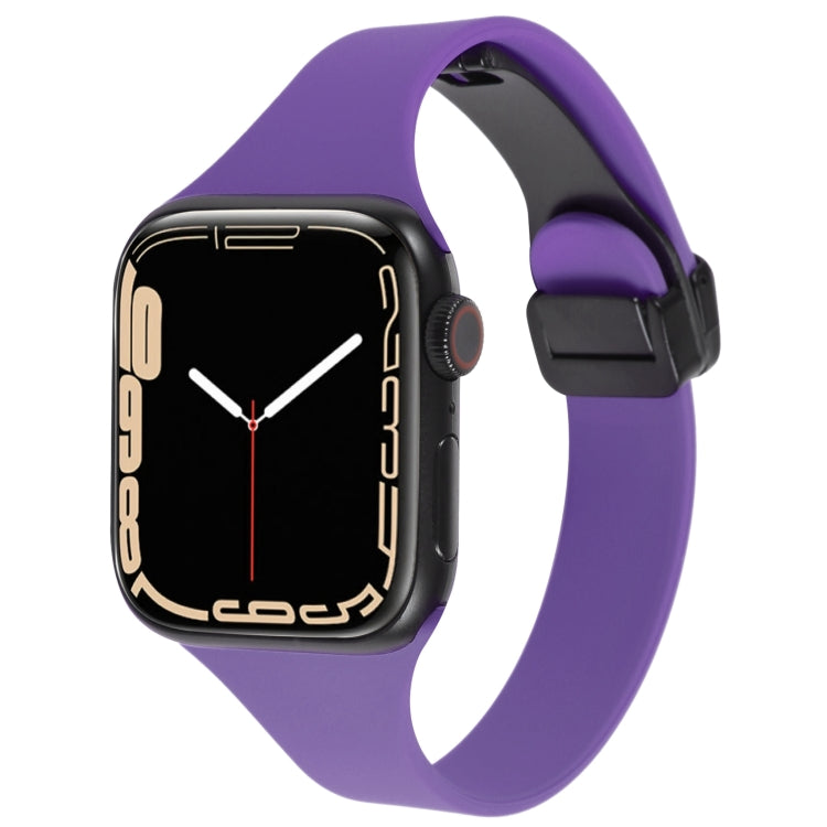 For Apple Watch 5 40mm Magnetic Buckle Slim Silicone Watch Band(Dark Purple) - Watch Bands by PMC Jewellery | Online Shopping South Africa | PMC Jewellery