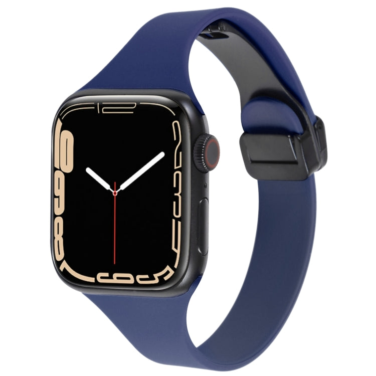 For Apple Watch 4 44mm Magnetic Buckle Slim Silicone Watch Band(Midnight Blue) - Watch Bands by PMC Jewellery | Online Shopping South Africa | PMC Jewellery