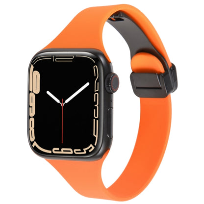 For Apple Watch 4 44mm Magnetic Buckle Slim Silicone Watch Band(Orange) - Watch Bands by PMC Jewellery | Online Shopping South Africa | PMC Jewellery