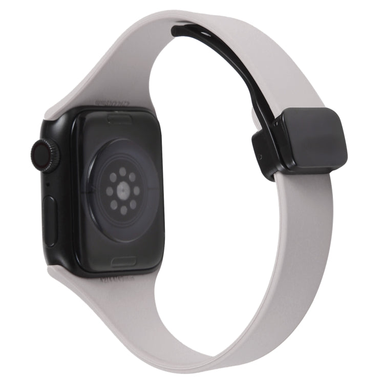 For Apple Watch 4 44mm Magnetic Buckle Slim Silicone Watch Band(Rock Grey) - Watch Bands by PMC Jewellery | Online Shopping South Africa | PMC Jewellery