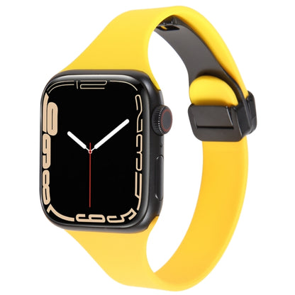 For Apple Watch 3 38mm Magnetic Buckle Slim Silicone Watch Band(Yellow) - Watch Bands by PMC Jewellery | Online Shopping South Africa | PMC Jewellery