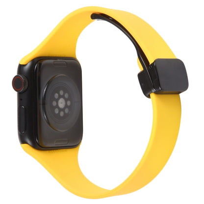 For Apple Watch 3 38mm Magnetic Buckle Slim Silicone Watch Band(Yellow) - Watch Bands by PMC Jewellery | Online Shopping South Africa | PMC Jewellery