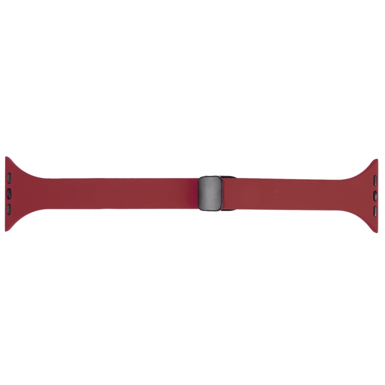 For Apple Watch 3 38mm Magnetic Buckle Slim Silicone Watch Band(Wine Red) - Watch Bands by PMC Jewellery | Online Shopping South Africa | PMC Jewellery