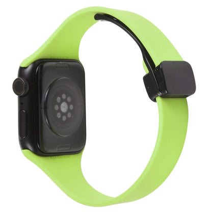 For Apple Watch 3 38mm Magnetic Buckle Slim Silicone Watch Band(Green) - Watch Bands by PMC Jewellery | Online Shopping South Africa | PMC Jewellery