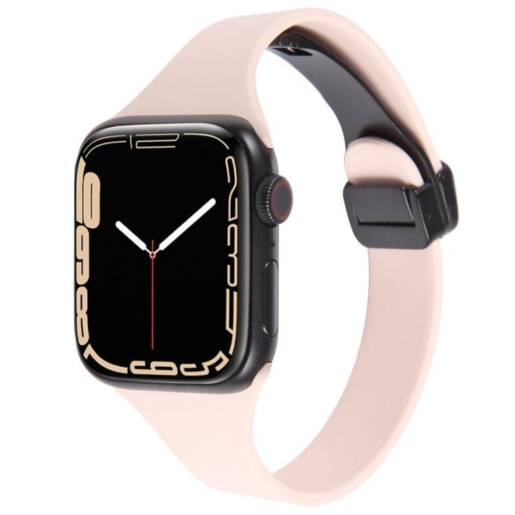 For Apple Watch 3 42mm Magnetic Buckle Slim Silicone Watch Band(Pink) - Watch Bands by PMC Jewellery | Online Shopping South Africa | PMC Jewellery