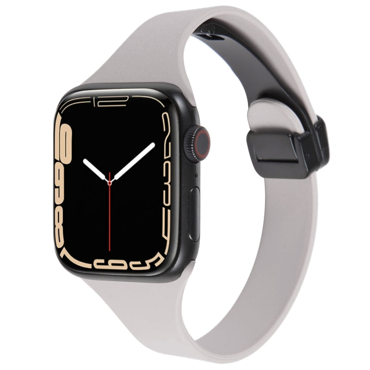 For Apple Watch 3 42mm Magnetic Buckle Slim Silicone Watch Band(Rock Grey) - Watch Bands by PMC Jewellery | Online Shopping South Africa | PMC Jewellery