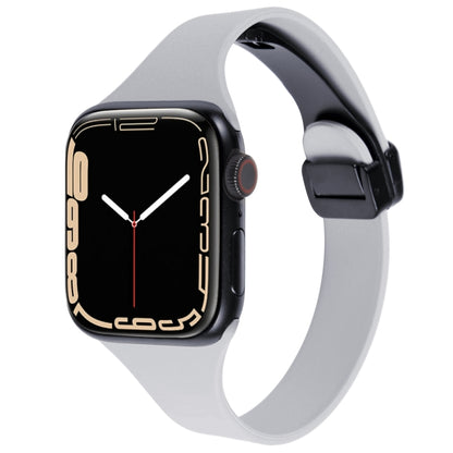 For Apple Watch 3 42mm Magnetic Buckle Slim Silicone Watch Band(Light Grey) - Watch Bands by PMC Jewellery | Online Shopping South Africa | PMC Jewellery