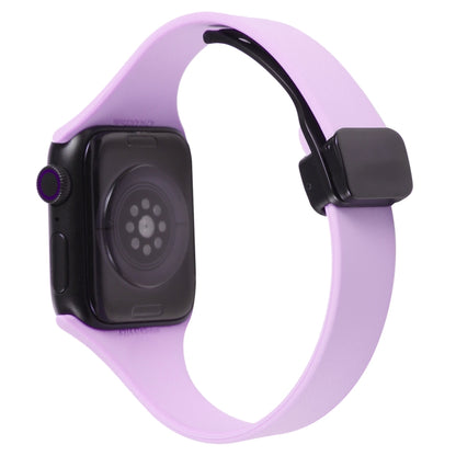 For Apple Watch 42mm Magnetic Buckle Slim Silicone Watch Band(Lavender) - Watch Bands by PMC Jewellery | Online Shopping South Africa | PMC Jewellery