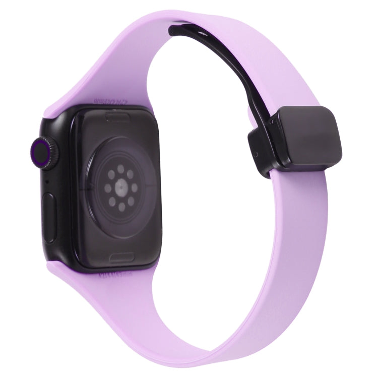 For Apple Watch 38mm Magnetic Buckle Slim Silicone Watch Band(Lavender) - Watch Bands by PMC Jewellery | Online Shopping South Africa | PMC Jewellery