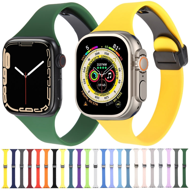 For Apple Watch 4 44mm Magnetic Buckle Slim Silicone Watch Band(White) - Watch Bands by PMC Jewellery | Online Shopping South Africa | PMC Jewellery