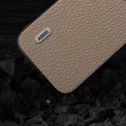 For iPhone 14 Pro Max ABEEL Genuine Leather Litchi Texture Phone Case(Grey) - iPhone 14 Pro Max Cases by PMC Jewellery | Online Shopping South Africa | PMC Jewellery