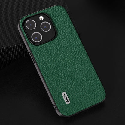 For iPhone 15 Pro ABEEL Genuine Leather Litchi Texture Phone Case(Green) - iPhone 15 Pro Cases by PMC Jewellery | Online Shopping South Africa | PMC Jewellery