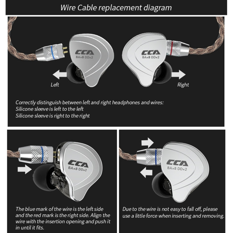 CCA CCA-C10 3.5mm Gold Plated Plug Ten Unit Hybrid Wire-controlled In-ear Earphone, Type:without Mic(Charm Black) - In Ear Wired Earphone by CCA | Online Shopping South Africa | PMC Jewellery