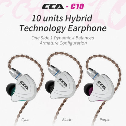 CCA CCA-C10 3.5mm Gold Plated Plug Ten Unit Hybrid Wire-controlled In-ear Earphone, Type:without Mic(Streamer Purple) - In Ear Wired Earphone by CCA | Online Shopping South Africa | PMC Jewellery