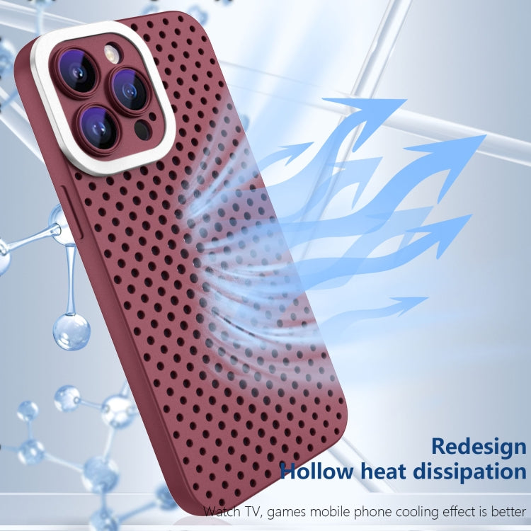 For iPhone 14 Hollow Heat Dissipation TPU Phone Case(Rose Red) - iPhone 14 Cases by PMC Jewellery | Online Shopping South Africa | PMC Jewellery