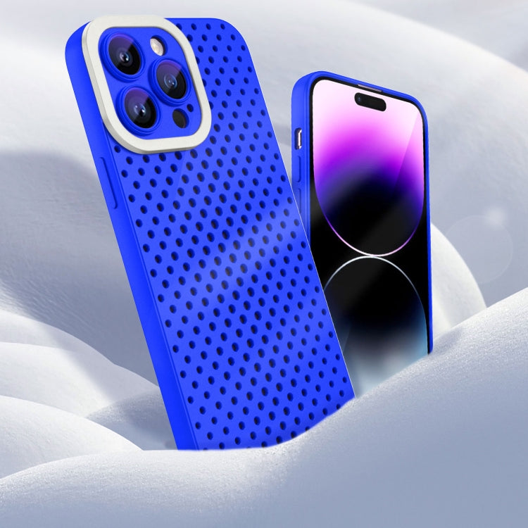 For iPhone 12 Hollow Heat Dissipation TPU Phone Case(Blue) - iPhone 12 / 12 Pro Cases by PMC Jewellery | Online Shopping South Africa | PMC Jewellery