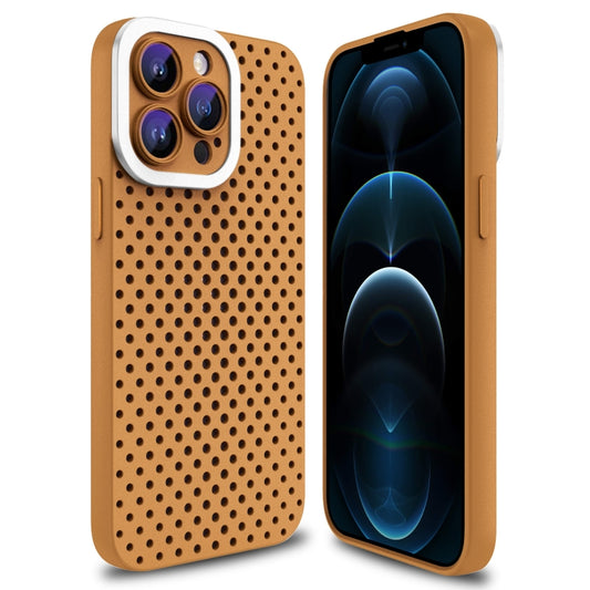 For iPhone 12 Pro Max Hollow Heat Dissipation TPU Phone Case(Brown) - iPhone 12 Pro Max Cases by PMC Jewellery | Online Shopping South Africa | PMC Jewellery