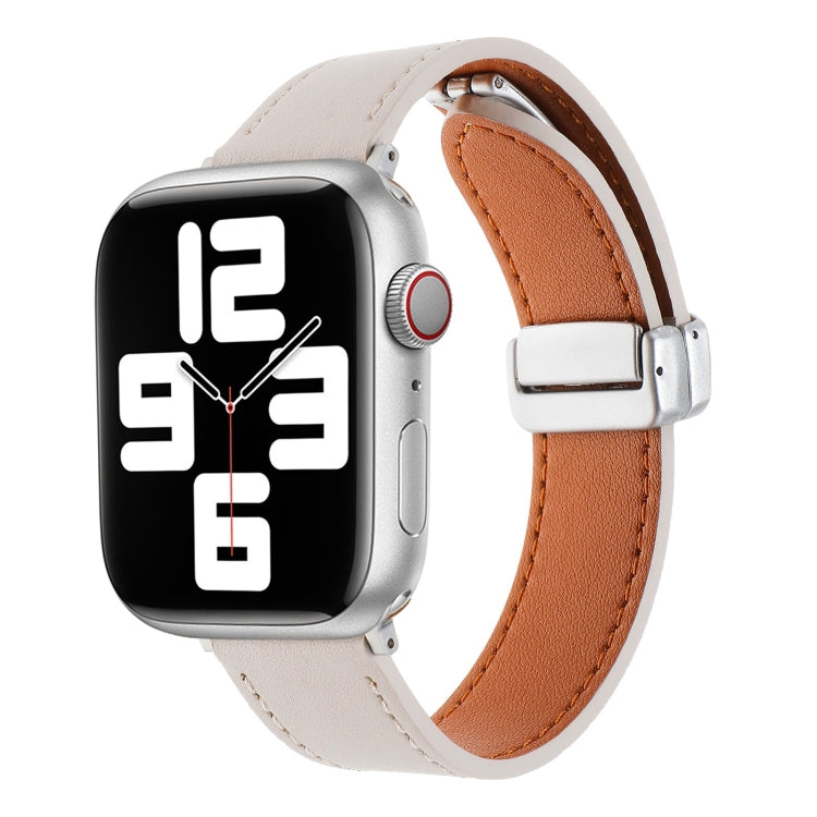 For Apple Watch SE 40mm Magnetic Buckle Skin Feel Leather Watch Band(Apricot) - Watch Bands by PMC Jewellery | Online Shopping South Africa | PMC Jewellery