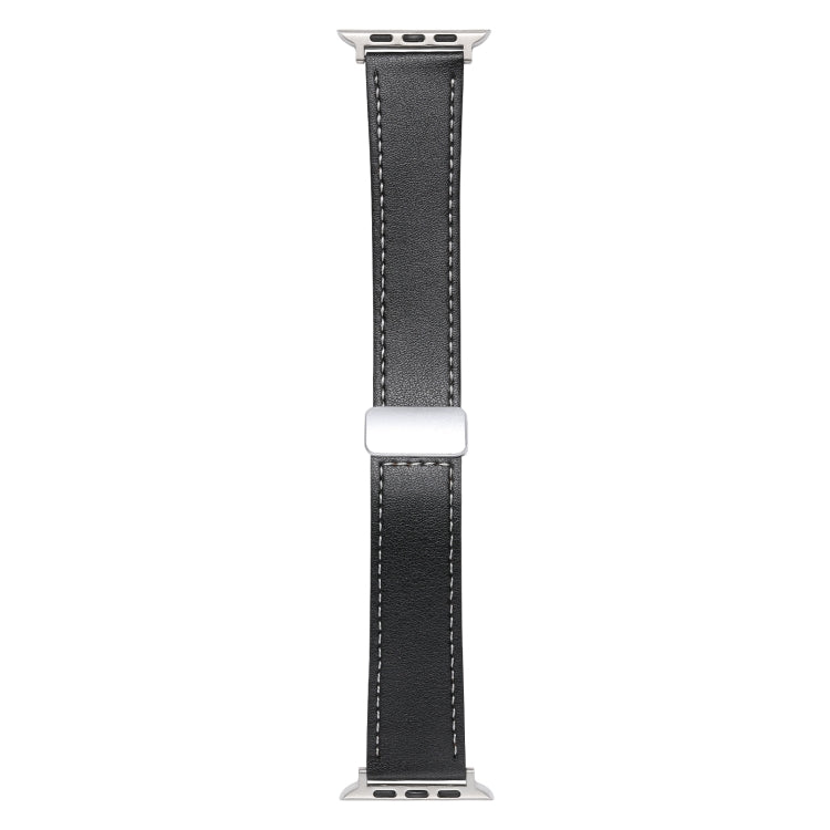 For Apple Watch 6 40mm Magnetic Buckle Skin Feel Leather Watch Band(Black) - Watch Bands by PMC Jewellery | Online Shopping South Africa | PMC Jewellery