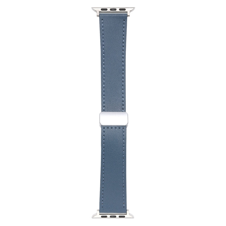 For Apple Watch 5 44mm Magnetic Buckle Skin Feel Leather Watch Band(Light Blue) - Watch Bands by PMC Jewellery | Online Shopping South Africa | PMC Jewellery