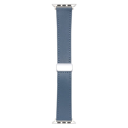 For Apple Watch 5 44mm Magnetic Buckle Skin Feel Leather Watch Band(Light Blue) - Watch Bands by PMC Jewellery | Online Shopping South Africa | PMC Jewellery