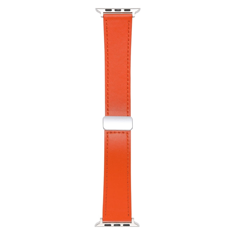 For Apple Watch 2 38mm Magnetic Buckle Skin Feel Leather Watch Band(Orange) - Watch Bands by PMC Jewellery | Online Shopping South Africa | PMC Jewellery