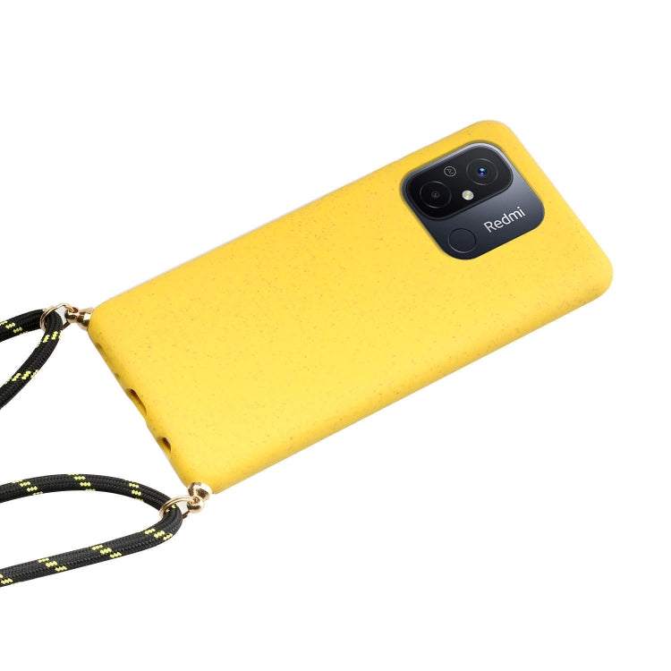 For Xiaomi Redmi 12C Wheat Straw Material + TPU Phone Case with Lanyard(Yellow) - Xiaomi Cases by PMC Jewellery | Online Shopping South Africa | PMC Jewellery