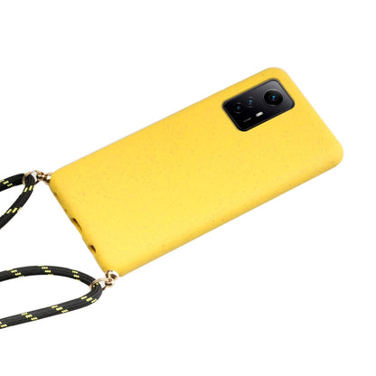 For Xiaomi Redmi Note 12S Wheat Straw Material + TPU Phone Case with Lanyard(Yellow) - Xiaomi Cases by PMC Jewellery | Online Shopping South Africa | PMC Jewellery